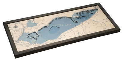 Lake Erie, UV Nautical Wood Chart, Medium, 13.5" x 31"