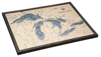 Great Lakes UV Nautical Wood Chart, Large, 24.5" x 31"
