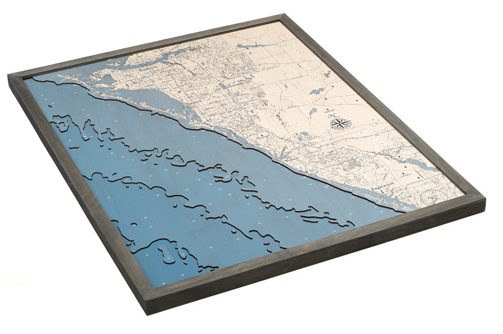 Longboat Key to Manasota Key, FL UV Nautical Wood Chart, Large, 24.5" x 31"
