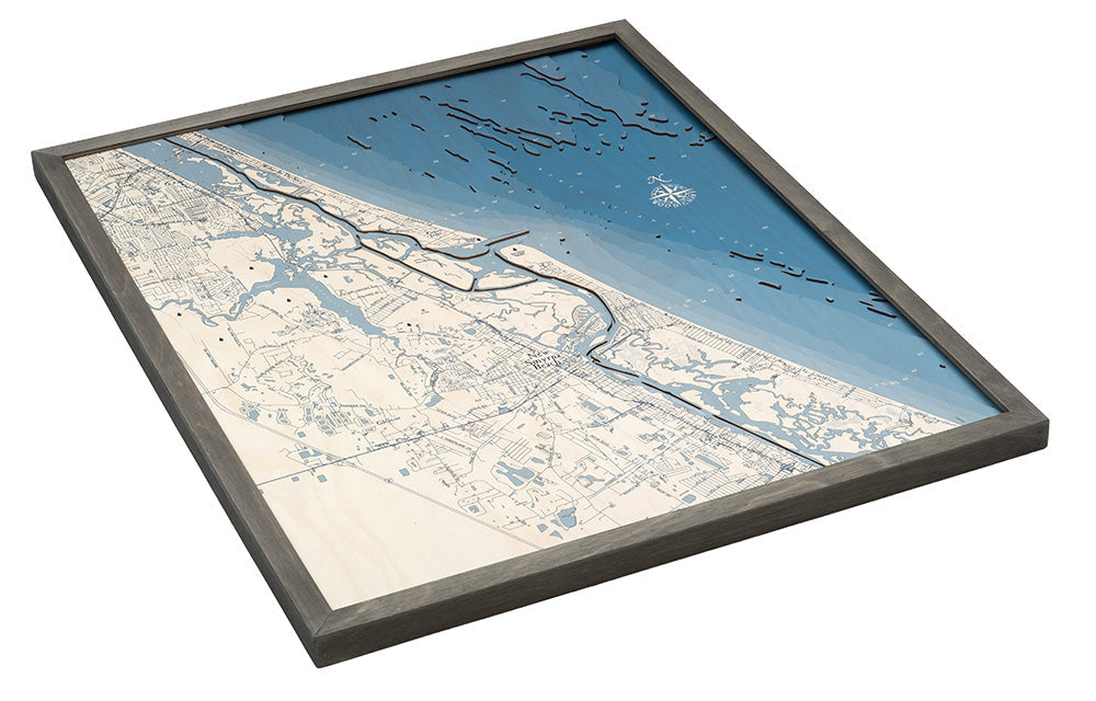 New Smyrna Florida UV Nautical Wood Chart, Large, 24.5" x 31"