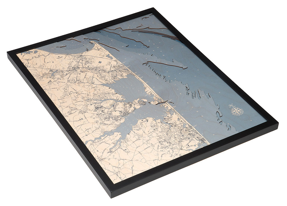 Rehoboth Beach UV Nautical Wood Chart, Large, 24.5" x 31"