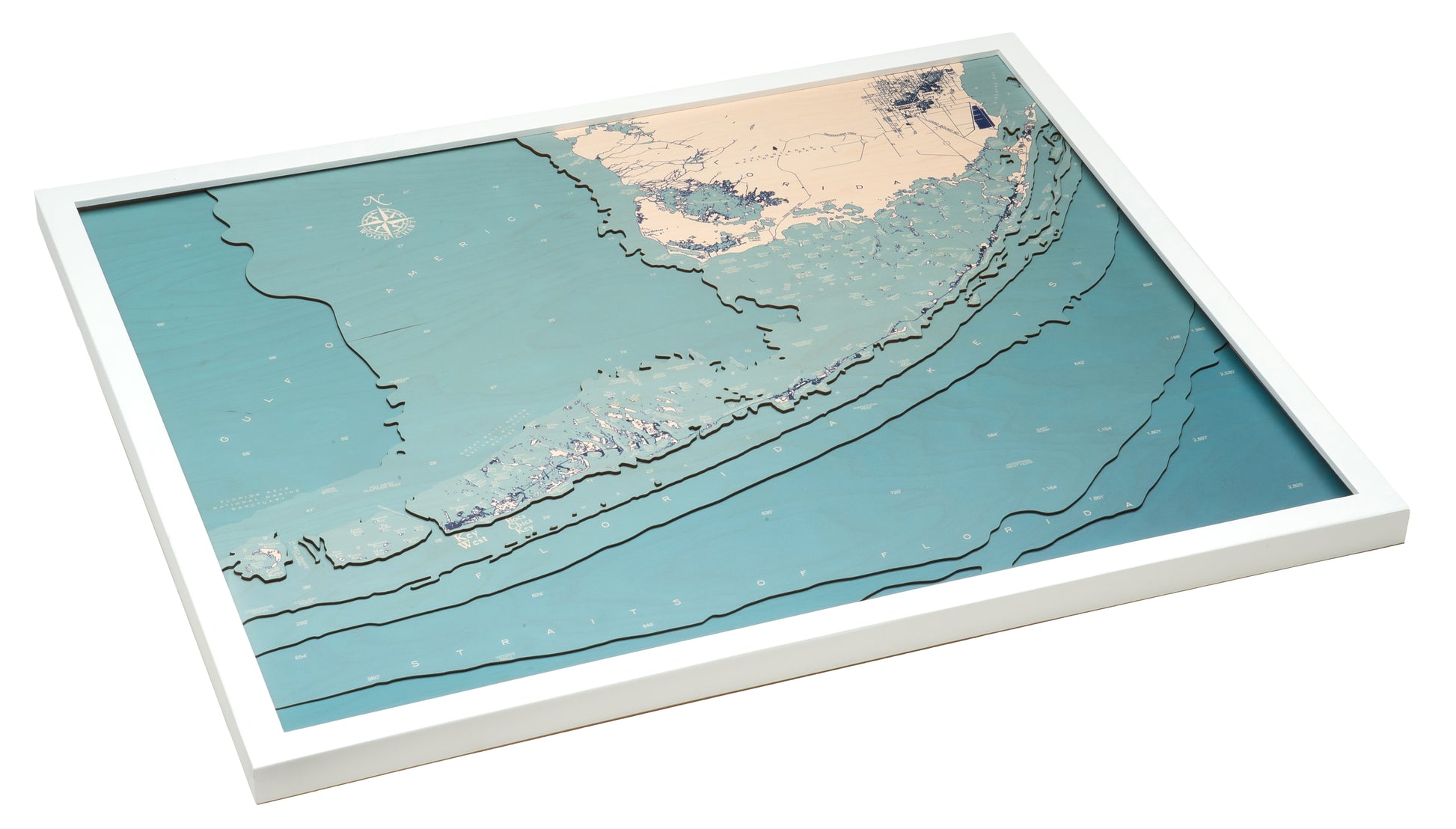 Florida Keys, UV Nautical Wood Chart, Large, 24.5" x 31"