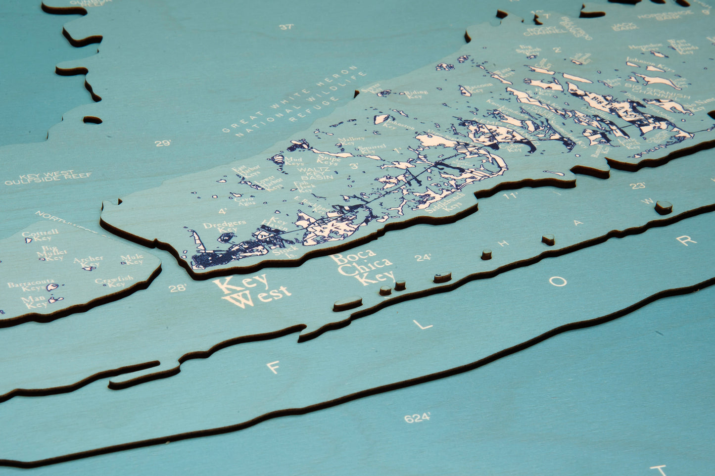 Florida Keys, UV Nautical Wood Chart, Large, 24.5" x 31"