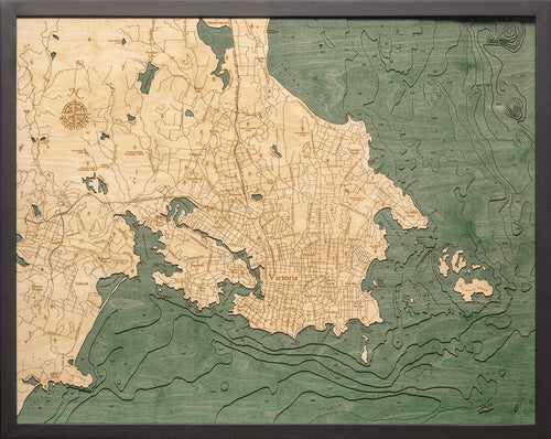 Victoria Canada 3-D Nautical Wood Chart, Large, 24.5" x 31"