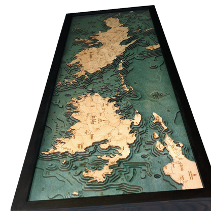 St. Thomas / St. John, U.S. Virgin Islands 3-D Nautical Wood Chart, Narrow, 13.5" x 43'