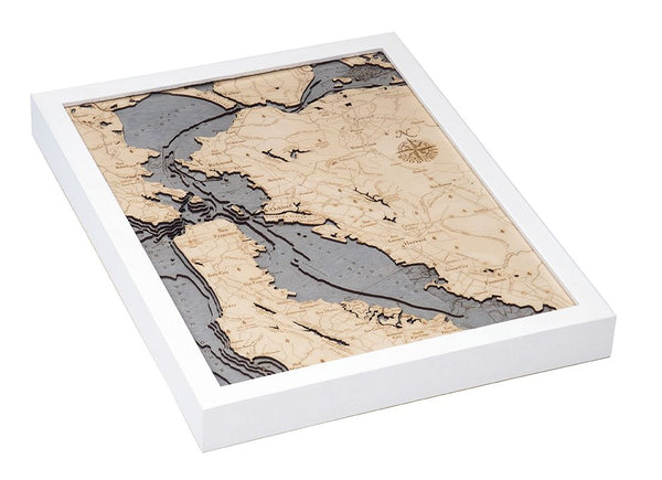 San Francisco Bay, California 3-D Nautical Wood Chart, Small, 16"x20"