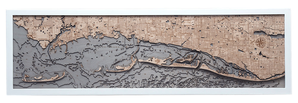 Anclote Key to Indian Shores 3-D Nautical Wood Chart, Narrow, 13.5" x 43"