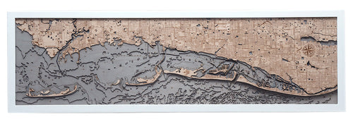 Anclote Key to Indian Shores 3-D Nautical Wood Chart, Narrow, 13.5" x 43"