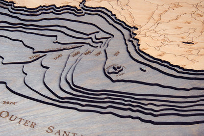 White Frame — Catalina Island, California 3-D Nautical Wood Chart