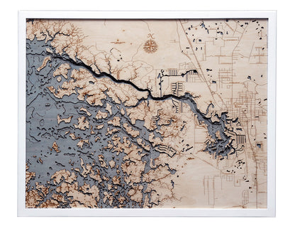 Crystal River, Florida 3-D Nautical Wood Chart, Large, 24.5" x 31"