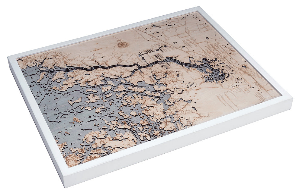 Crystal River, Florida 3-D Nautical Wood Chart, Large, 24.5" x 31"
