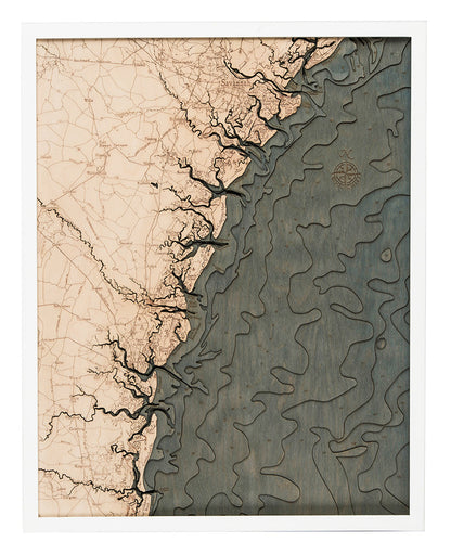 Georgia Coast 3-D Nautical Wood Chart, Large, 24.5" x 31"
