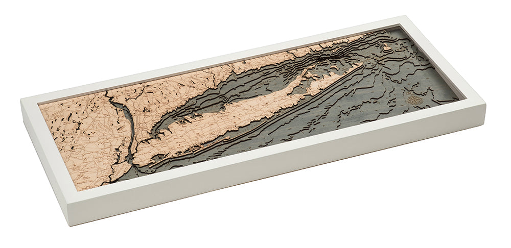 Long Island Sound, 3-D Nautical Wood Chart, Medium, 13.5" x 31"