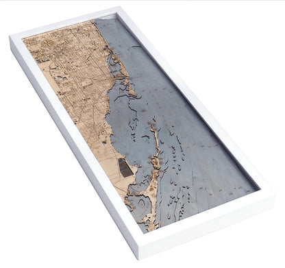 Key Largo to Ft Lauderdale, 3-D Nautical Wood Chart, Medium, 13.5" x 31"
