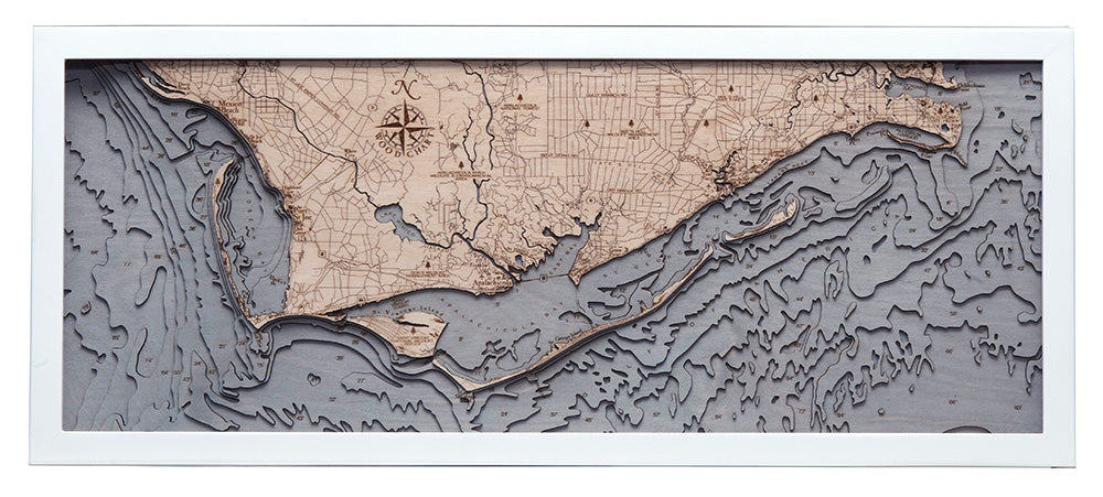 Mexico Beach To Bald Point, FL 3-D Nautical Wood Chart, Medium, 13.5" x 31"