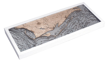 Mexico Beach To Bald Point, FL 3-D Nautical Wood Chart, Medium, 13.5" x 31"