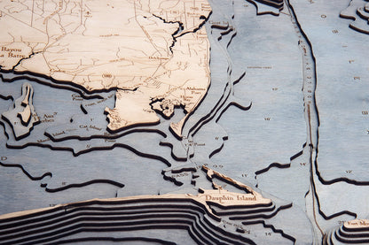 Mobile, Alabama 3-D Nautical Wood Chart, Large, 24.5" x 31"