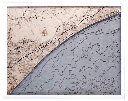 Myrtle to North Myrtle Beach 3-D Nautical Wood Chart, Large, 24.5" x 31"