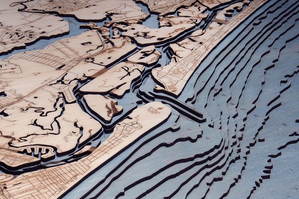 New Smyrna Beach, Florida 3-D Nautical Wood Chart, Large, 24.5" x 31"