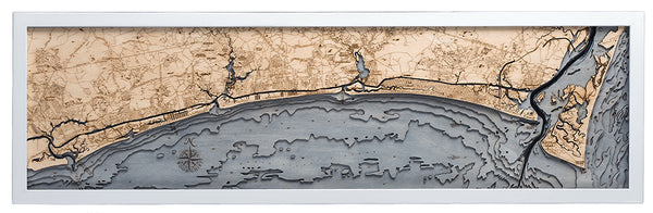 Sunset Beach to Cape Fear 3-D Nautical Wood Chart, Narrow, 13.5" x 43"