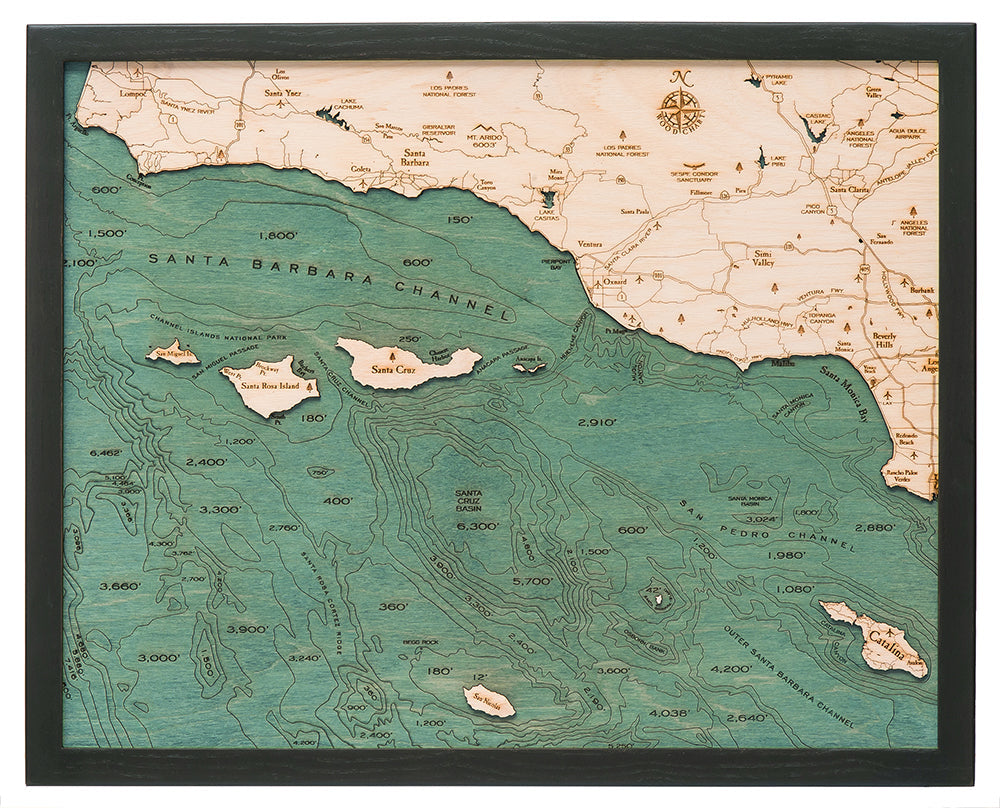 Santa Barbara/Channel Islands Single Layer Nautical Chart, 16"x20"