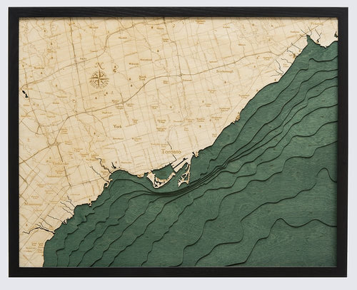 Map of Toronto Canada 3-D Nautical Wood Chart