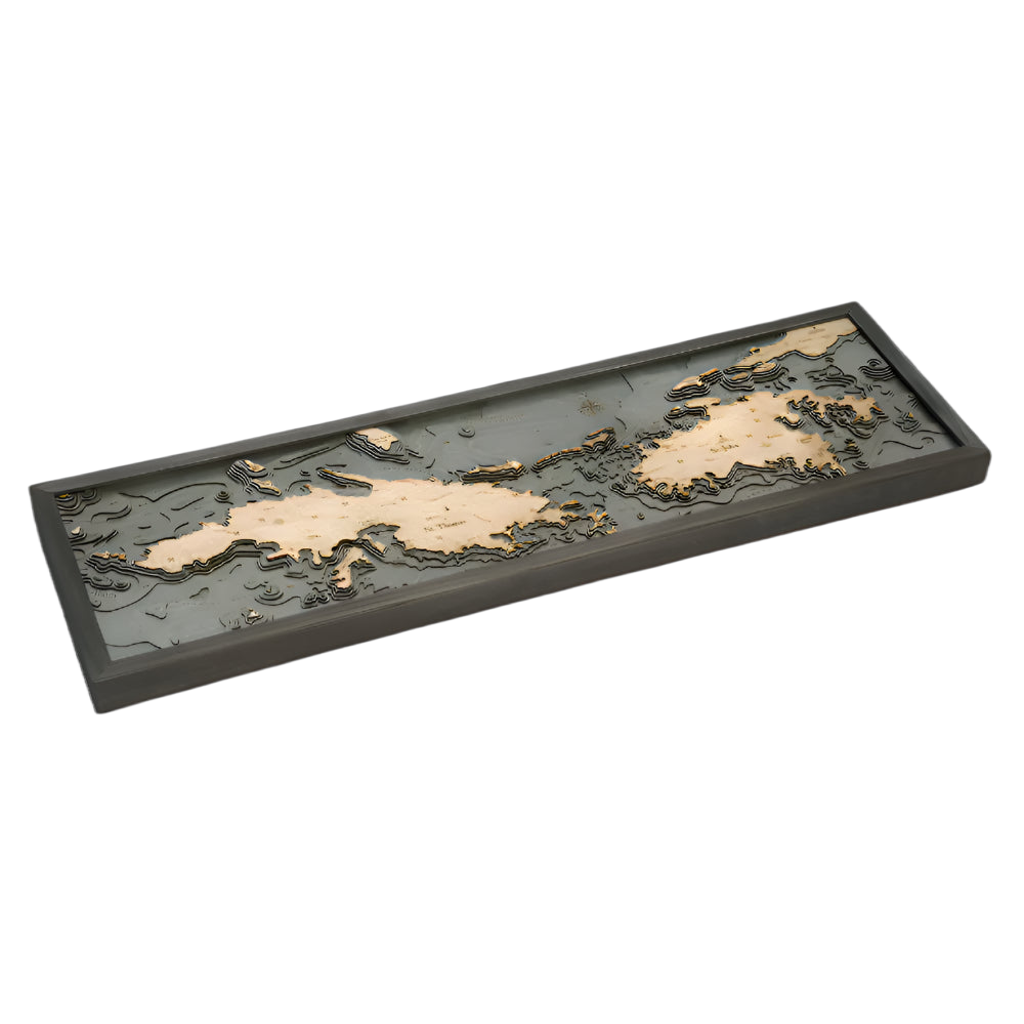 St. Thomas / St. John, U.S. Virgin Islands 3-D Nautical Wood Chart, Narrow, 13.5" x 43'
