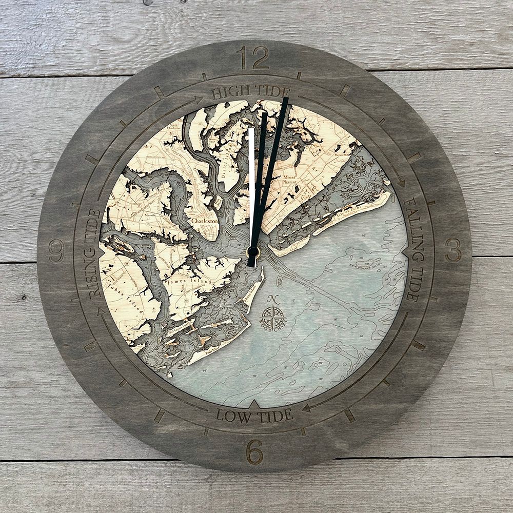Charleston SC Tide & Time Clock, 16.50" Diameter