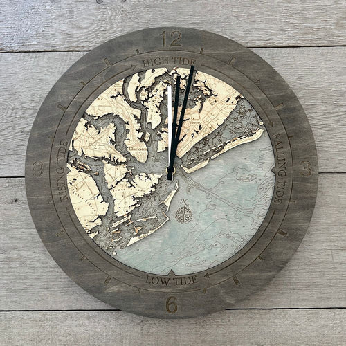 Charleston SC Tide & Time Clock, 16.50" Diameter