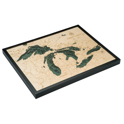 Great Lakes 3-D Nautical Wood Chart, Large, 24.5" x 31"