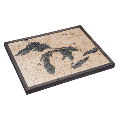 Great Lakes 3-D Nautical Wood Chart, Large, 24.5" x 31"