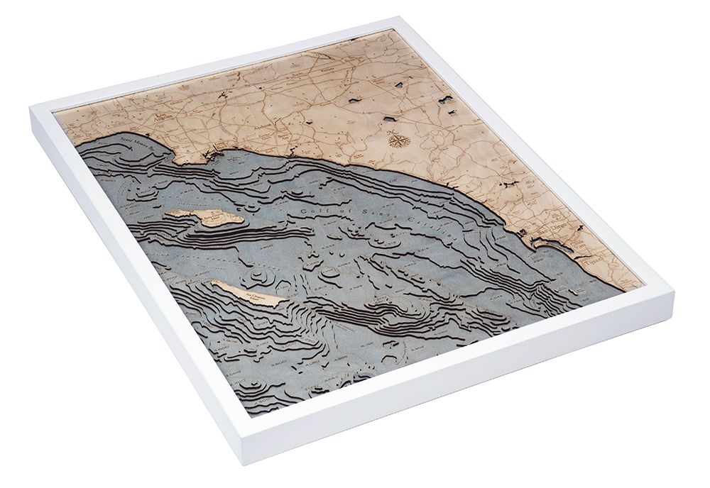 Los Angeles to San Diego, California 3-D Nautical Wood Chart, Large, 24.5" x 31"