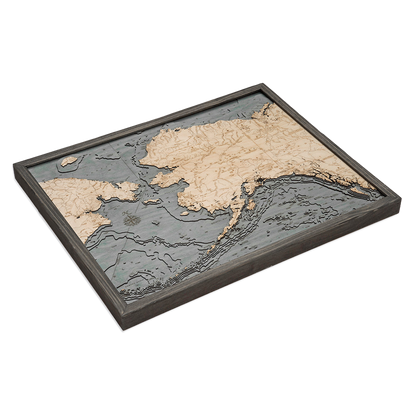 Alaska 3-D Nautical Wood Chart, Large, 24.5" x 31"